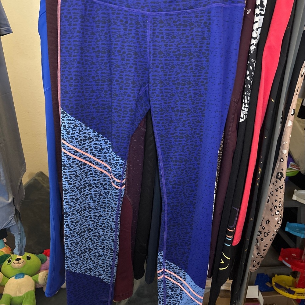 Athleta Vibrant Blue and Black Leggings
